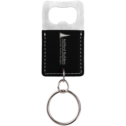 Rectangle Leather Bottle Opener Keychain